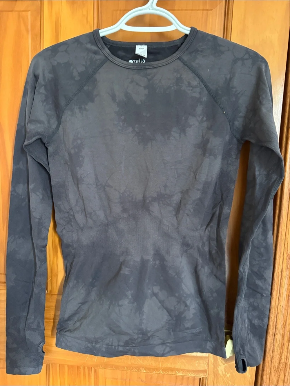 Zella Charcoal Tie-Dye Seamless Long Sleeve Top